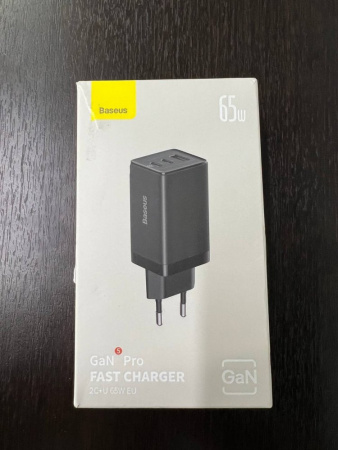 УЦЕНКА Сетевое зарядное устройство Baseus GaN5 Pro Fast Charger 2C+U 65W EU Черный с кабелем Type-C - Type-C 100W (20V/5A) 1m (CCGP120201) Повреждена установка,витринный образец