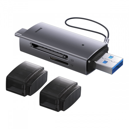 Картридер Baseus Lite Series USB-A & Type-C  - SD/TF Card Reader Grey (WKQX060113)