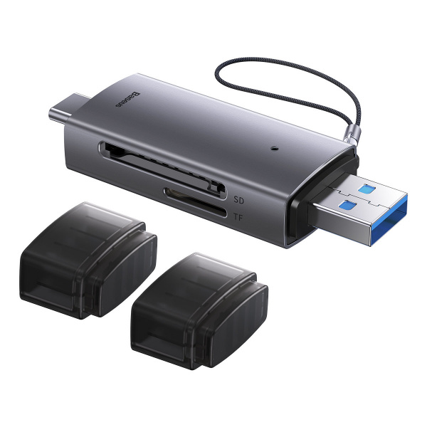 Картридер Baseus Lite Series USB-A & Type-C  - SD/TF Card Reader Grey (WKQX060113)