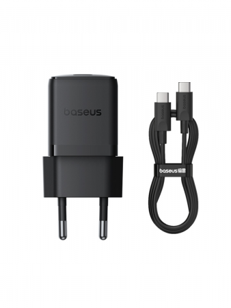 Сетевое зарядное устройство Baseus Palm Fast Charger 1C 30W EU Чёрный (в комплекте кабель Type-C - Type-C 60W(20V/3A) 1м) (P10111605113-01)