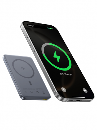 Повербанк Baseus PicoGo AM41 Ultra-Slim Qi2 Magnetic 10000mAh 27W Темно-серый (в комплекте USB-C - USB-C кабель 30см) (E0027200)