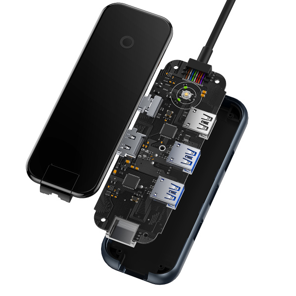 Хаб Baseus AcmeJoy 6-Port Type-C HUB Adapter (Type-C - HDMI*1+USB3.0*2+USB2.0*1+Type-C PD&Data *1+RJ45*1) Темно-серый (WKJZ010313)