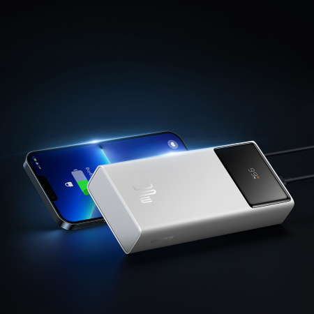 Внешний аккумулятор OS-Baseus Star-Lord Digital Display Fast Charging Power Bank 20000mAh 30W с кабелем USB - Type-C 3A 0.3m (P10022904213-00) Белый