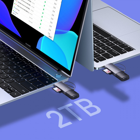 Картридер Baseus Lite Series USB-A & Type-C  - SD/TF Card Reader Grey (WKQX060113)
