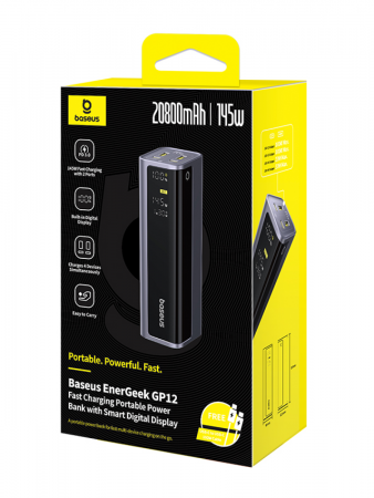 Повербанк Baseus EnerGeek GP12 Fast Charging with Digital Display 20800mAh 145W Серый (в комплекте кабель Type-C - Type-C 1м 100W) (P10082109813-00)