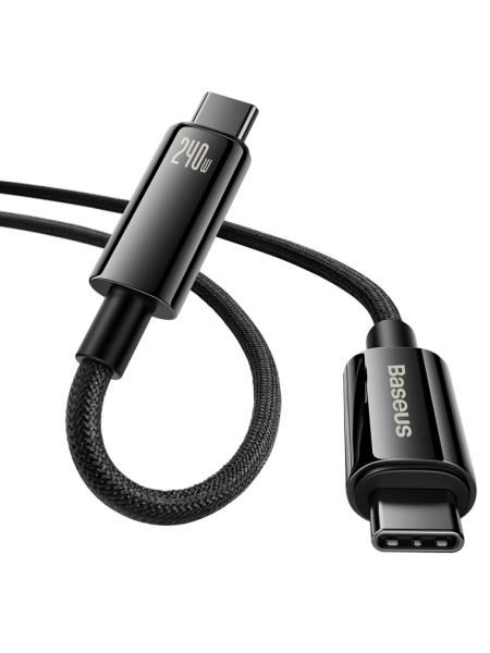 Кабель Baseus Tungsten Gold Fast Charging Data Cable Type-C - Type-C 240W 1м Черный CAWJ040001