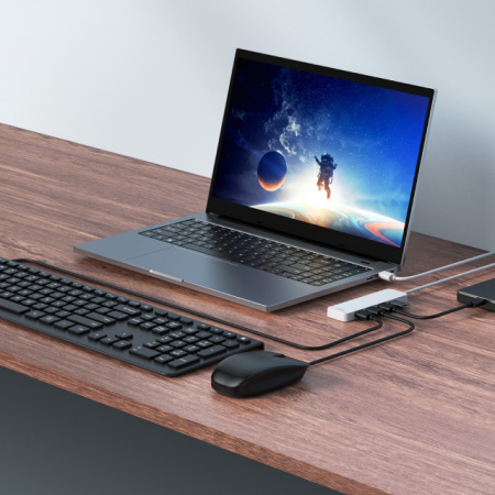 Хаб концентратор Baseus UltraJoy Series 4-Port HUB Lite 150см Moon White (USB-A - USB3.0*4) B0005280B211-03