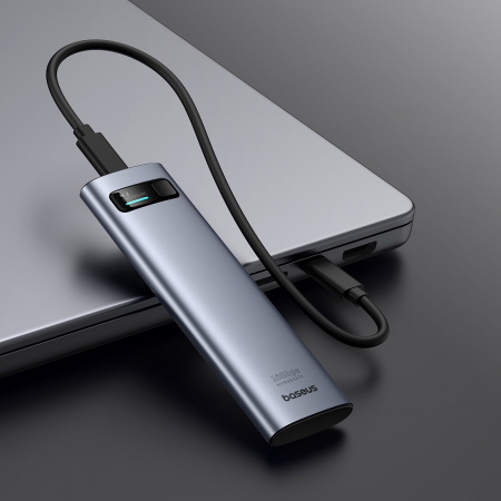 Бокс для жесткого диска Baseus FlyJoy Series SSD Enclosure (M.2 NVMe and SATA) серый (B00760600811-00)