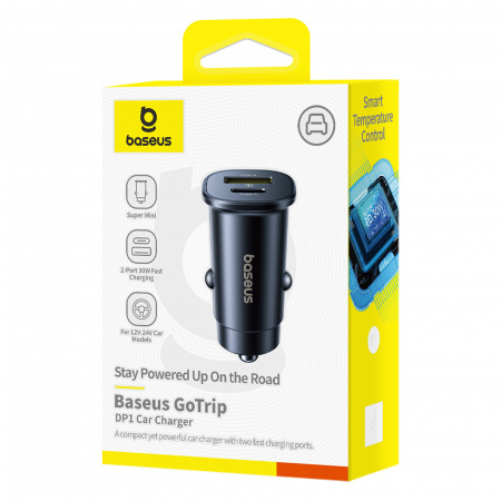 Автомобильное зарядное устройство Baseus GoTrip Car Charger C+U 30Вт Чёрный (C00072300123-00)