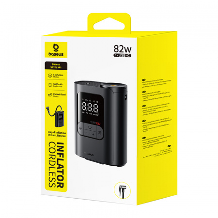 Автомобильный беспроводной компрессор Baseus GoTrip VA1 Super Mini Wireless Inflator 19-Cylinder Чёрный (C0119501)