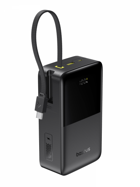 Повербанк Baseus EnerFill FC51 Bipow 2 Pro Digital Display с встроенным кабелем 30000mAh 22.5W Чёрный (E0028100)