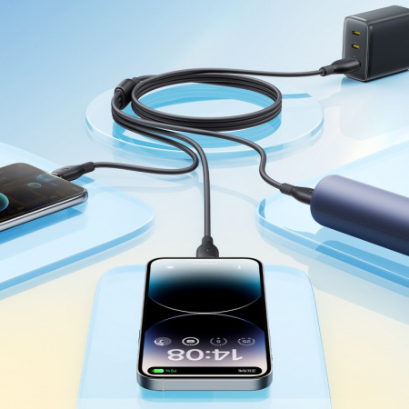 Кабель Baseus Ultra-Fast 3-в-1 Fast Charging Cable USB-A - Micro-USB + Lightning + USB-C 3.5A 0.8м Чёрный (P10376303121-01)