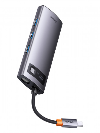 Хаб Baseus Metal Gleam Series 6-in-1 Multifunctional Type-C HUB Docking Station (Type-C - HDMI*2+USB3.0*3+PD*1) Серый (WKWG030113) Хаб Baseus Metal Gleam Series 6-in-1 Multifunctional Type-C HUB Docking Station (Type-C - HDMI*2+USB3.0*3+PD*1) Серый (WKWG030113)
