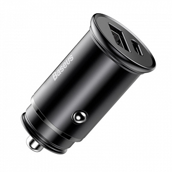 Автомобильное зарядное устройство Baseus  Circular metal A+C 30W PPS Car Charger  Чёрный (CCALL-BS01)