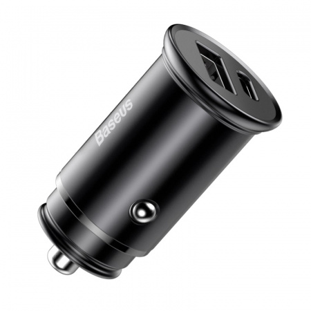 Автомобильное зарядное устройство Baseus  Circular metal A+C 30W PPS Car Charger  Чёрный (CCALL-BS01)