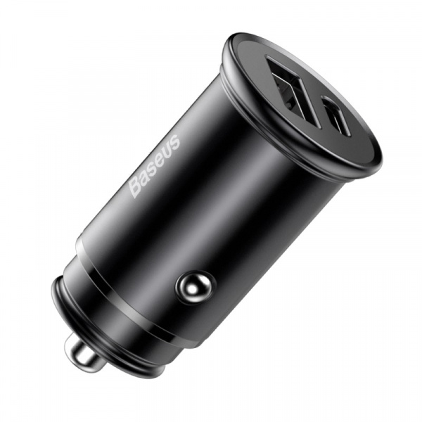 Автомобильное зарядное устройство Baseus  Circular metal A+C 30W PPS Car Charger  Чёрный (CCALL-BS01)