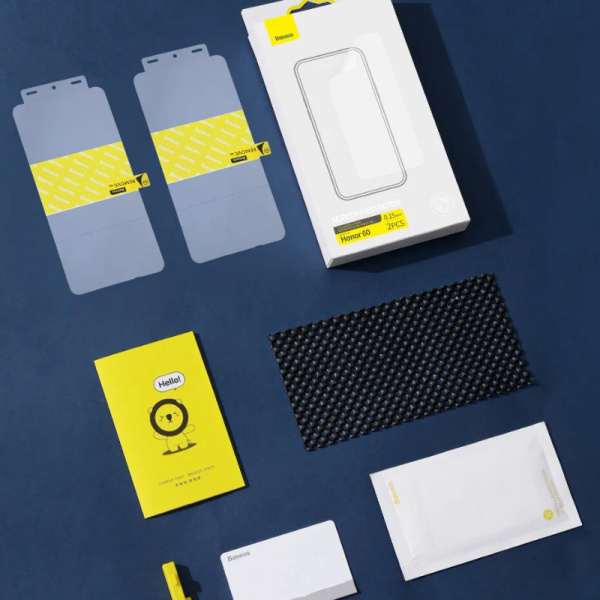 Защитная пленка Baseus 0.15mm Full-screen Curved Surface Water Gel Protector для Honor 60 (2pcs/pack+Pasting Artifactl) Transparent (SGSL000502)