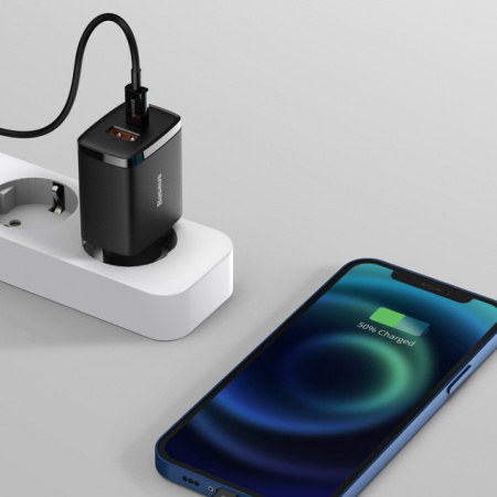 Сетевое зарядное устройство Baseus Compact Quick Charger U+C 20W EU Чёрный (CCXJ-B01)