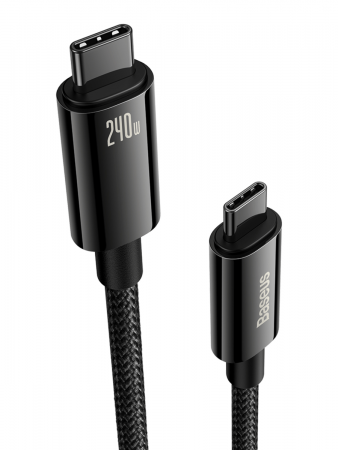 Кабель Baseus Tungsten Gold Fast Charging Data Cable Type-C to Type-C 240W 2м Чёрный (CAWJ040101)