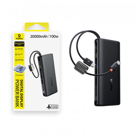 Повербанк Baseus EnerFill FC41 Digital Display Dual Built-in USB-C Cables 20000mAh 100W Чёрный (E0028N03)