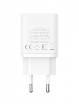 Сетевое зарядное устройство OS-Baseus Cube Fast Charger C+U 20W EU Белый (P10111403213-00)