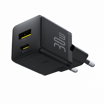 Сетевое зарядное устройство Baseus Palm Fast Charger C+U 30W EU Чёрный (P1011160A113-00)