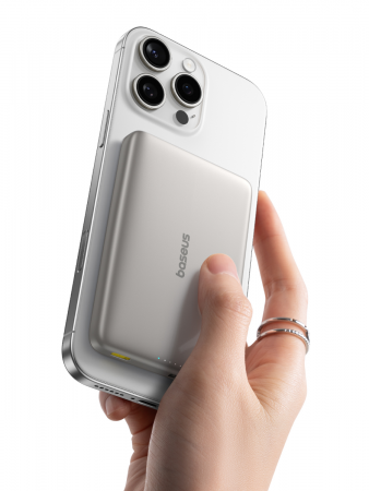 Повербанк Baseus PicoGo AM41 Ultra-Slim Qi2 Magnetic 10000mAh 27W Серый (в комплекте USB-C - USB-C кабель 30см) (E0027203)