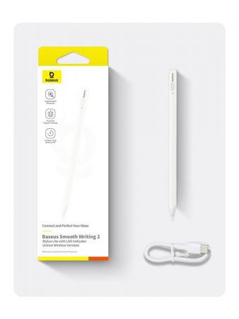 Стилус Baseus Smooth Writing 2 Stylus with LED Indicators беспроводной Белый (USB-C кабель и активный наконечник в комплекте) (P80015802213-03)