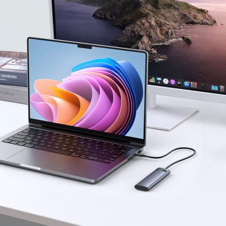 Бокс для жесткого диска Baseus FlyJoy Series SSD Enclosure (M.2 NVMe and SATA) серый (B00760600811-00)