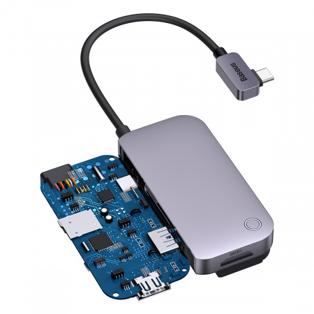 Хаб Baseus PadJoy 6-Port Type-C HUB Adapter Темно-серый (WKWJ000113)